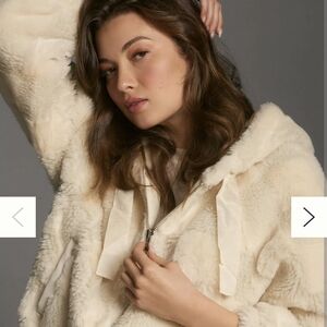 Anthropologie Cream Teddy Jacket Cozy Faux Fur
